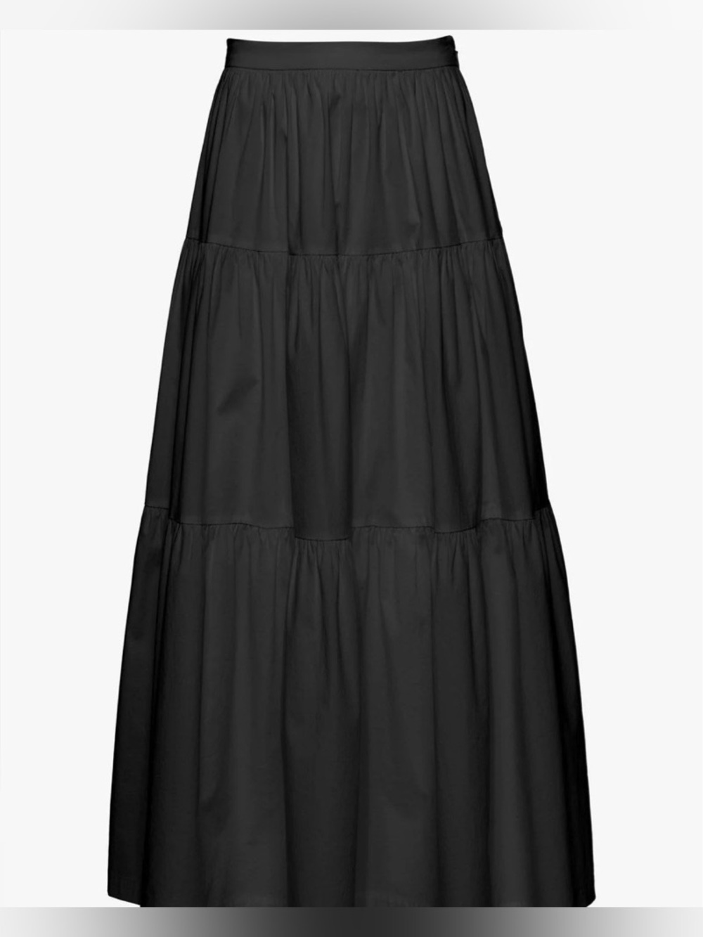 STAUD Sea Tiered Cotton Poplin Maxi Skirt Black Women’s Size 10